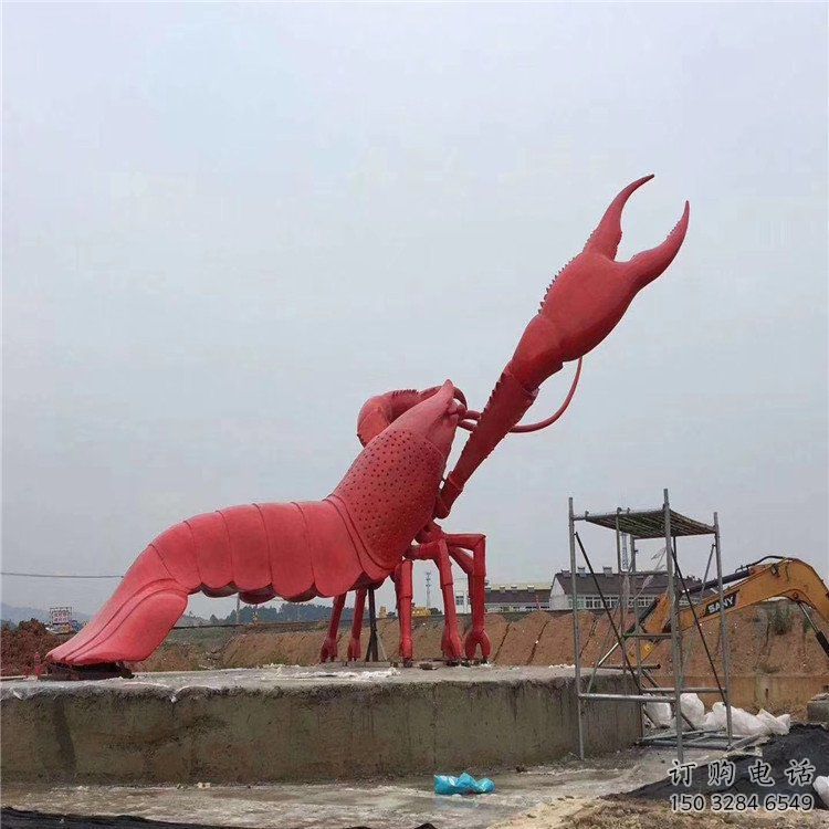 噴漆大蝦雕塑廠家 卡通廣場小品 草地切面大蝦雕塑