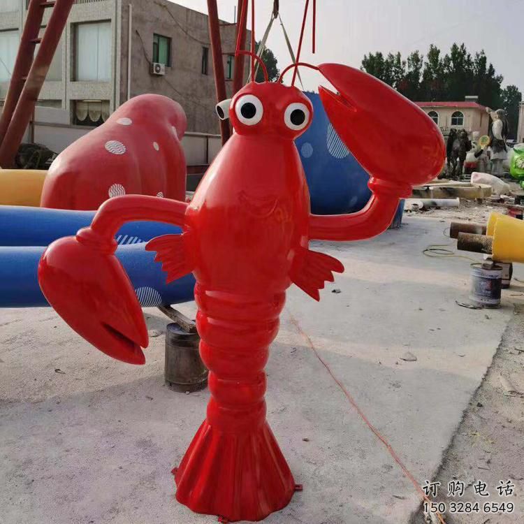 街道大蝦雕塑廠家 創(chuàng)意村口小品 酒店拉絲大蝦雕塑