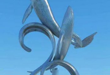 商業街魚跨環雕塑廠家 大型街頭擺件 步行街異形魚跨環雕塑