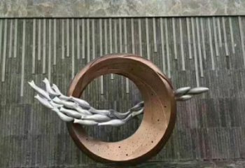 商場魚跨環雕塑廠家 中式室內小品 酒店拉絲魚跨環雕塑