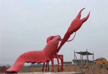 噴漆大蝦雕塑廠家 卡通廣場(chǎng)小品 草地切面大蝦雕塑