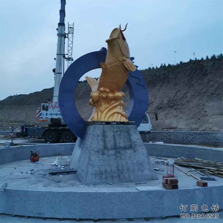 彩繪魚躍龍門雕塑廠家 戶外創意噴漆小品 