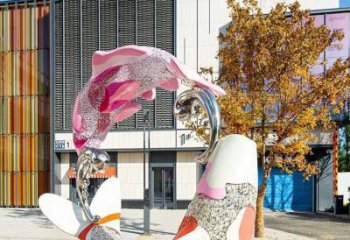 公園鯉魚跳龍門雕塑廠家 風景區中式現代小品 