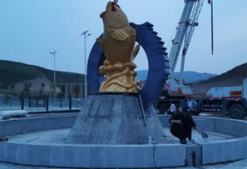 別墅鯉魚跳龍門雕塑廠家 戶外現代噴漆小品 