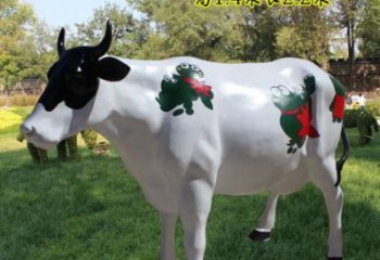 步行街奶牛雕塑廠家 創(chuàng)意現(xiàn)代擺件 公園草地奶牛雕塑