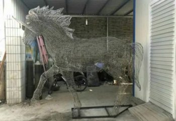 街道花片馬雕塑廠(chǎng)家 廣場(chǎng)創(chuàng)意小品 酒店拉絲花片馬雕塑