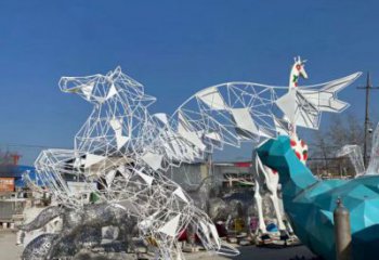 游樂(lè)場(chǎng)花片馬雕塑廠(chǎng)家 戶(hù)外創(chuàng)意擺件 大型鏤空花片馬雕塑