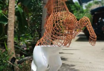 戶(hù)外花片馬雕塑廠(chǎng)家 現(xiàn)代創(chuàng)意小品 酒店拉絲花片馬雕塑