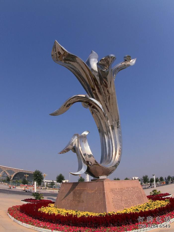 游樂場鳳鳥雕塑廠家 抽象鏡面擺件 戶外鍛造鳳鳥雕塑