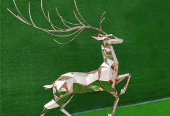 戶外小鹿雕塑廠家 大型抽象擺件 公園鏡面小鹿雕塑