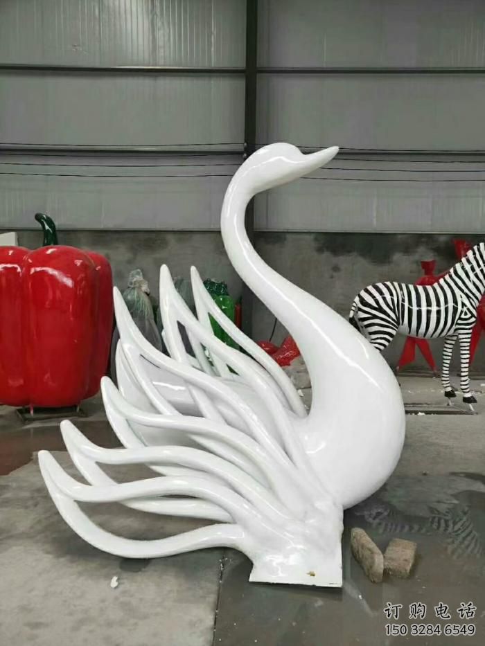 別墅天鵝雕塑廠家 卡通噴漆小品 農村現代天鵝雕塑