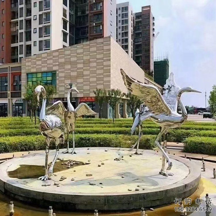 賓館仙鶴雕塑廠家 歐式仿真小品 戶外現代仙鶴雕塑