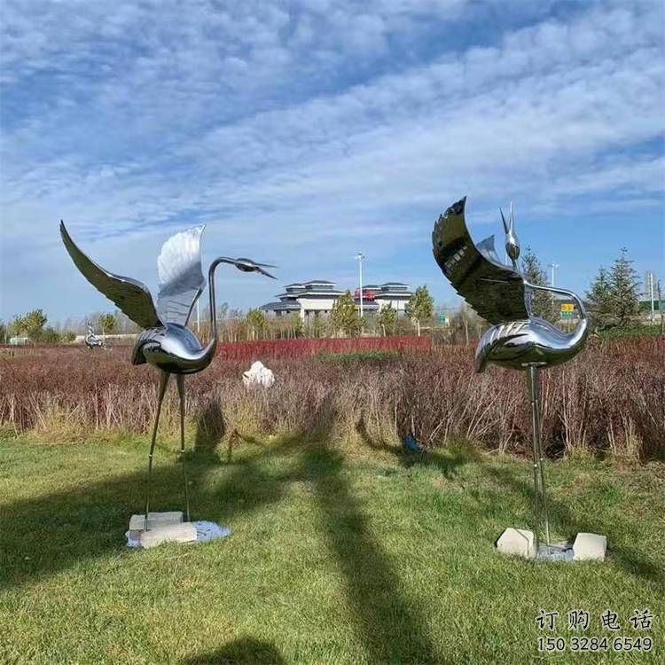 抽象鶴雕塑廠家 創意公園擺件 玄關彩繪鶴雕塑