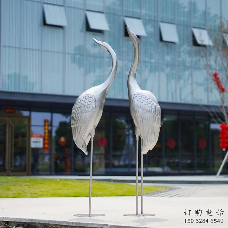 園林鶴雕塑廠家 大型餐飲店擺件 街道仿古鶴雕塑