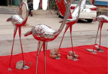 鍛造仙鶴雕塑廠家 鏡面抽象擺件 廣場(chǎng)啞光仙鶴雕塑