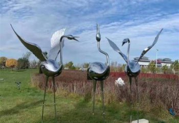 街道仙鶴雕塑廠家 創(chuàng)意街頭小品 酒店拉絲仙鶴雕塑