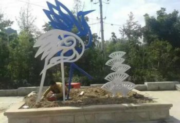 異形鶴雕塑廠家 鏤空抽象擺件 酒店拉絲鶴雕塑