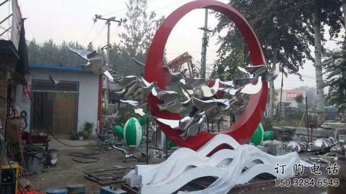 烤漆和平鴿雕塑廠家 戶外擺件 校園剪影和平鴿雕塑