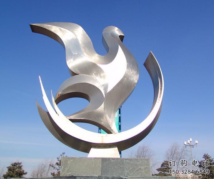 商場和平鴿雕塑廠家 中式戶外小品 抽象拉絲和平鴿雕塑