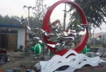 烤漆和平鴿雕塑廠家 戶外擺件 校園剪影和平鴿雕塑