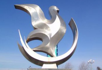 商場(chǎng)和平鴿雕塑廠家 中式戶外小品 抽象拉絲和平鴿雕塑