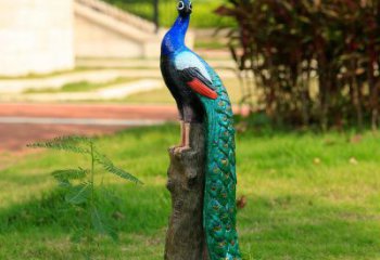 抽象孔雀雕塑廠家 創意村口擺件 玄關彩繪孔雀雕塑