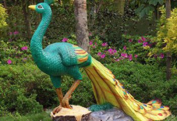 公園孔雀雕塑廠家 中式草地小品 彩繪拉絲孔雀雕塑