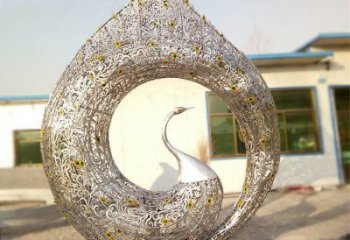 鏤空孔雀雕塑廠家 現代抽象擺件 戶外切面孔雀雕塑