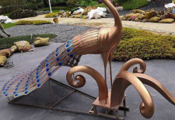 風景區孔雀雕塑廠家 中式戶外擺件 現代仿古孔雀雕塑