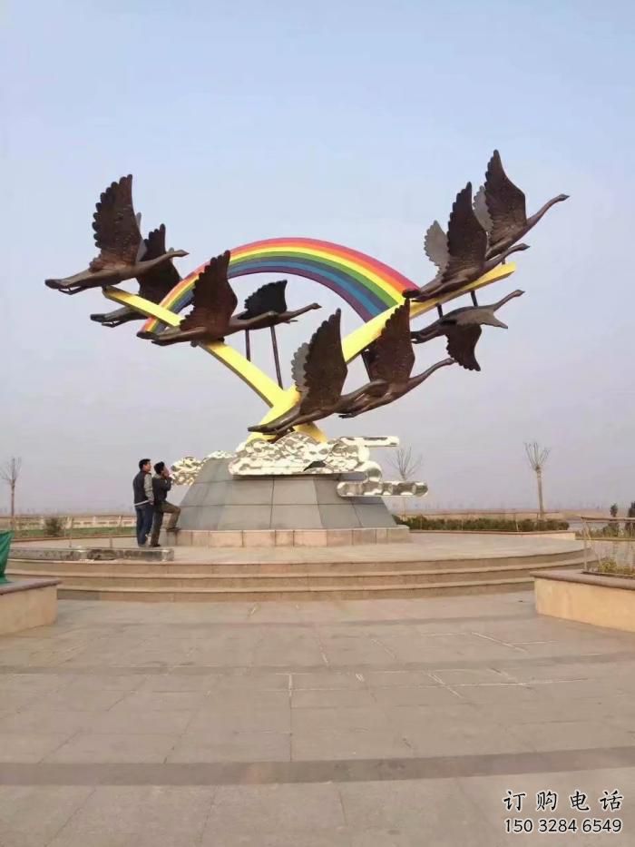 風(fēng)景區(qū)大雁雕塑廠家 中式戶外擺件 現(xiàn)代仿古大雁雕塑