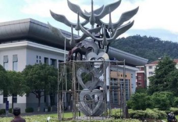 鍛造大雁雕塑廠家 抽象噴漆擺件 廣場啞光大雁雕塑