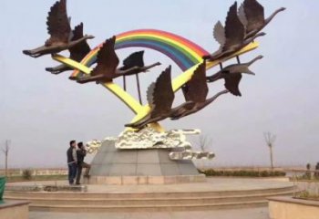 風景區(qū)大雁雕塑廠家 中式戶外擺件 現(xiàn)代仿古大雁雕塑
