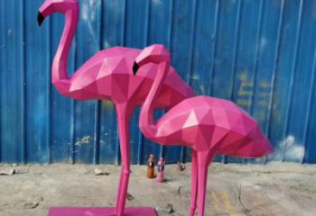 噴漆火烈鳥雕塑廠家 卡通廣場小品 草地切面火烈鳥雕塑