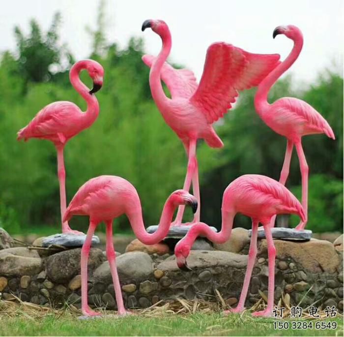 庭院火烈鳥雕塑廠家 歐式仿真擺件 戶外噴漆火烈鳥雕塑