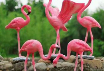 庭院火烈鳥雕塑廠家 歐式仿真擺件 戶外噴漆火烈鳥雕塑