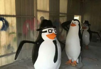商場企鵝雕塑廠家 中式室內(nèi)小品 酒店拉絲企鵝雕塑