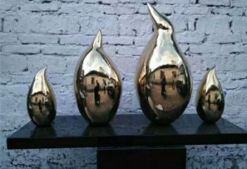 鏡面企鵝雕塑廠家 現(xiàn)代公園擺件 游樂場異形企鵝雕塑