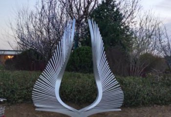 拉絲翅膀雕塑廠家 大型抽象擺件 游樂場異形翅膀雕塑