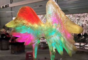 風景區(qū)翅膀雕塑廠家 中式抽象擺件 彩繪仿古翅膀雕塑