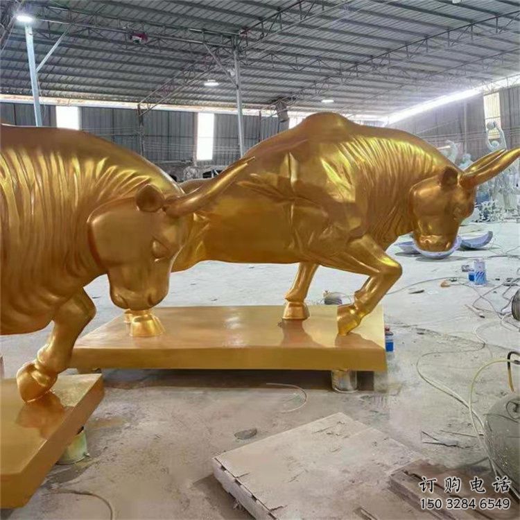 彩繪金牛雕塑廠家 大型噴漆小品 現代創意金牛雕塑