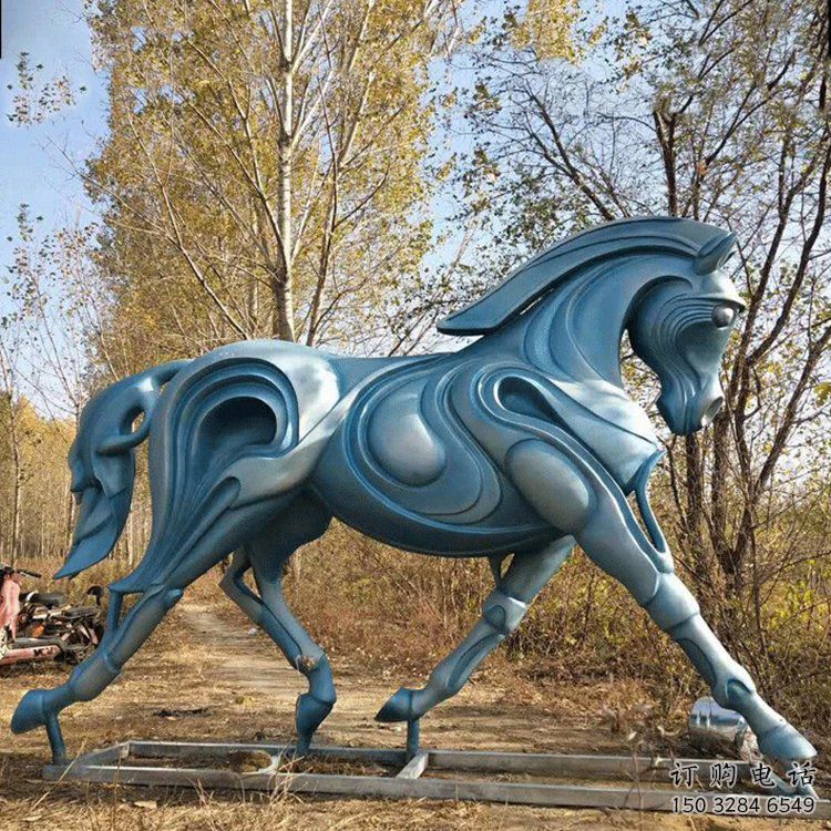 大門口駿馬雕塑廠家 歐式抽象擺件 風景區鏤空駿馬雕塑