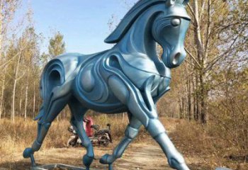 街道駿馬雕塑廠家 創意村口小品 現代拉絲駿馬雕塑