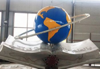 企業(yè)書卷雕塑廠家 鑄造校園小品 歐式不銹鋼書卷雕塑