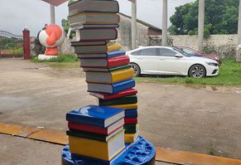 現(xiàn)代書(shū)山雕塑廠(chǎng)家 大型創(chuàng)意擺件 博物館不銹鋼書(shū)山雕塑