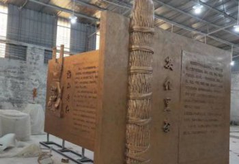 彩繪竹簡雕塑廠家 戶外公園擺件 街頭不銹鋼竹簡雕塑