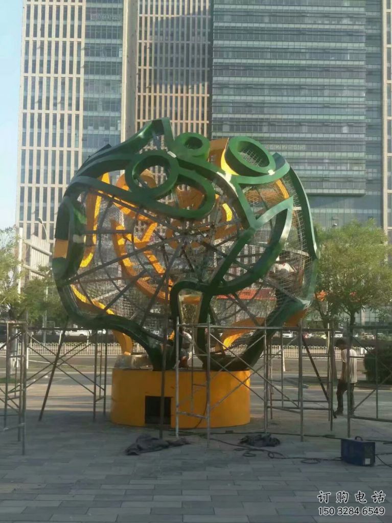 噴漆圓球雕塑廠家 中式村口小品 廣場不銹鋼圓球雕塑