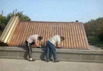 烤漆竹簡雕塑廠家 現代小品 戶外不銹鋼竹簡雕塑