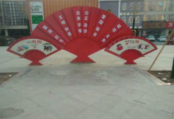 幾何扇形雕塑廠家 現代教育小品 大門口不銹鋼扇形雕塑