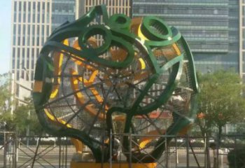 噴漆圓球雕塑廠家 中式村口小品 廣場(chǎng)不銹鋼圓球雕塑