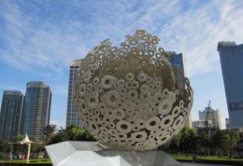 大型圓球雕塑廠家 公園小品 鏤空不銹鋼圓球雕塑
